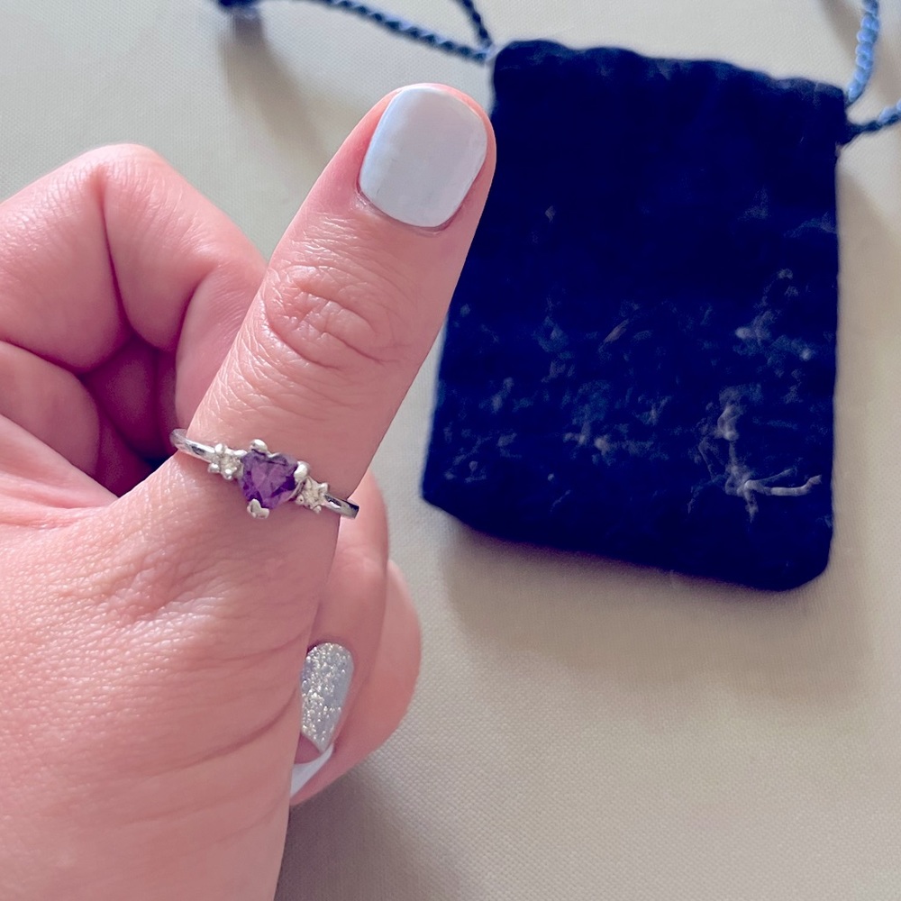 Purple Heart sterling silver ring